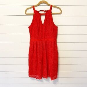 Adrianna Papell | Red Fit and Flare Lace Formal Dress Size 10